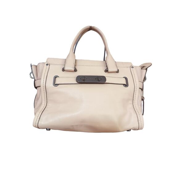 Coach Swagger 27 Carryall Satchel Bag Light Blush Pink Leather Gunmetal Hardware - Picture 1 of 11